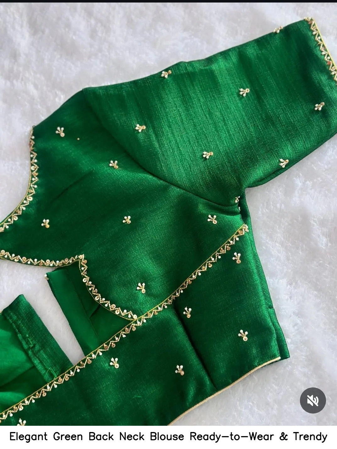 Elegant Green Back Neck Blouse – Ready-to-Wear & Trendy - Image 3