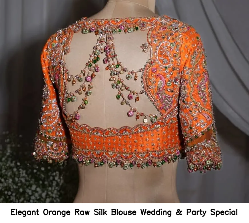 Elegant Orange Raw Silk Blouse – Wedding & Party Special