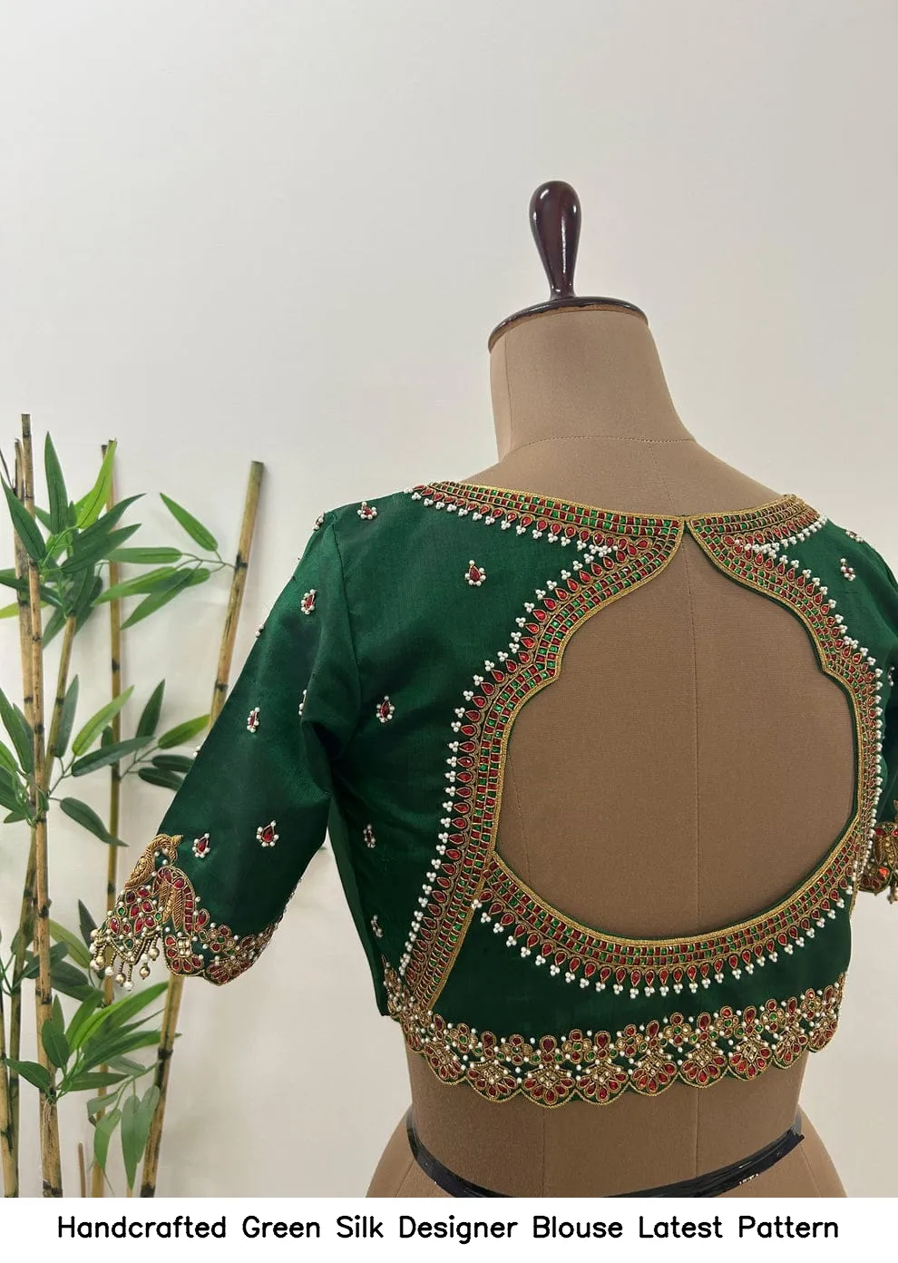 Handcrafted Green Silk Designer Blouse – Latest Pattern