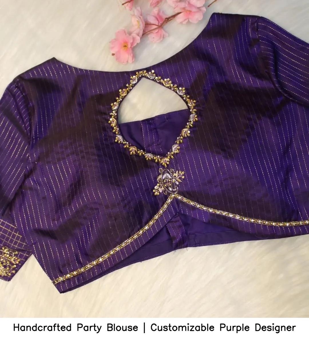 Handcrafted Party Blouse | Customizable Purple Designer