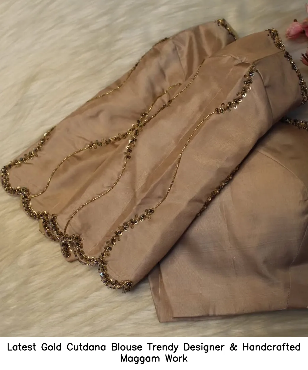 Latest Gold Cutdana Blouse – Trendy Designer & Handcrafted Maggam Work - Image 2