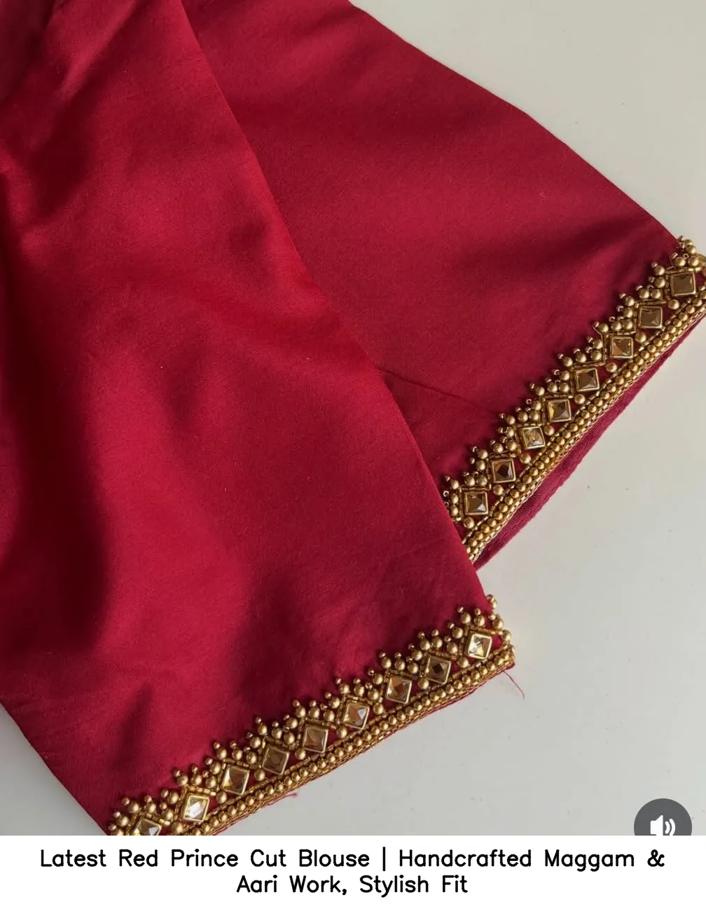 Latest Red Prince Cut Blouse | Handcrafted Maggam & Aari Work, Stylish Fit
