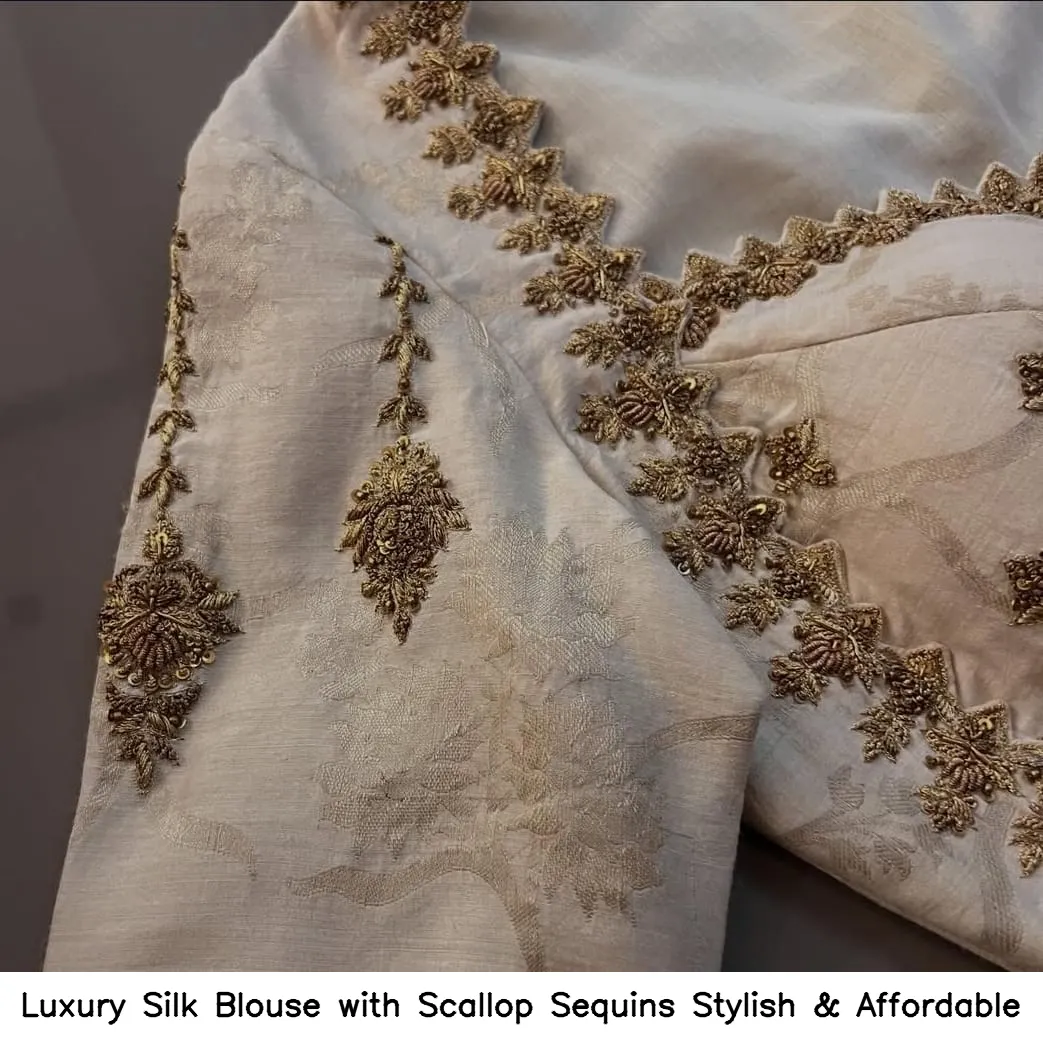 Luxury Silk Blouse with Scallop Sequins – Stylish & Affordable - Image 2