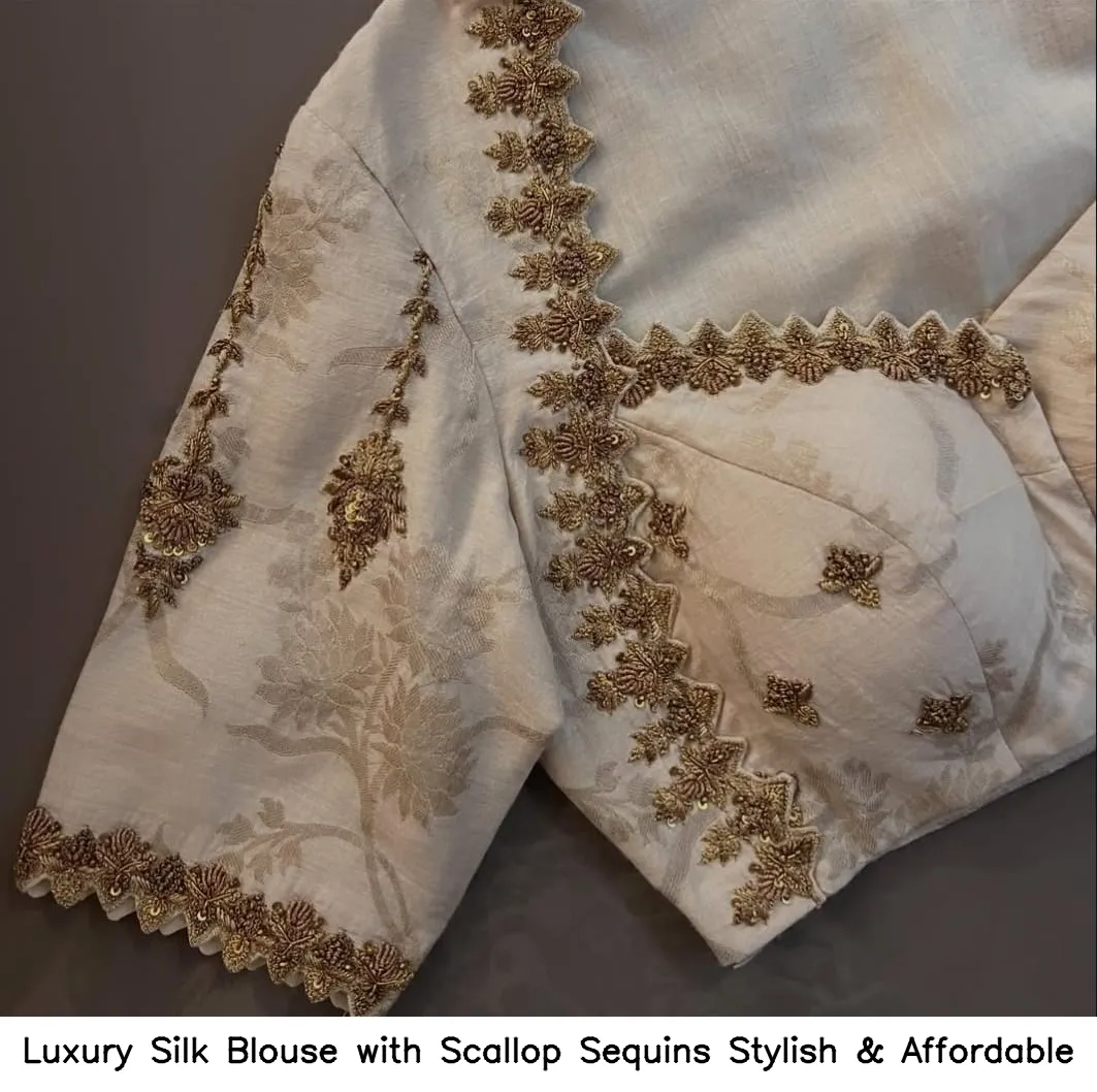 Luxury Silk Blouse with Scallop Sequins – Stylish & Affordable - Image 3