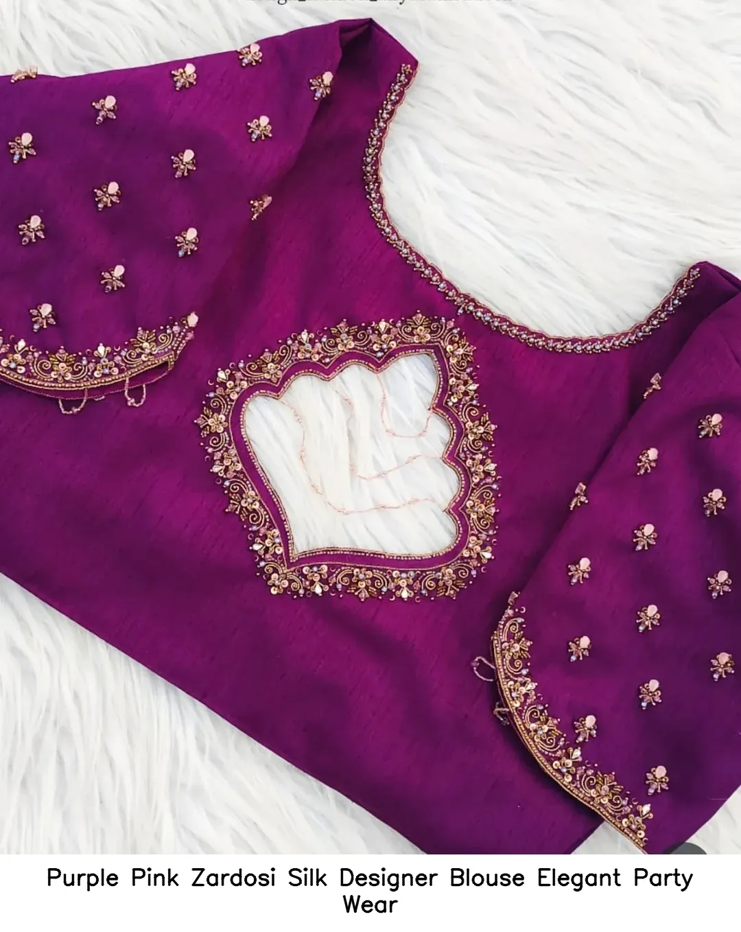 Purple Pink Zardosi Silk Designer Blouse – Elegant Party Wear