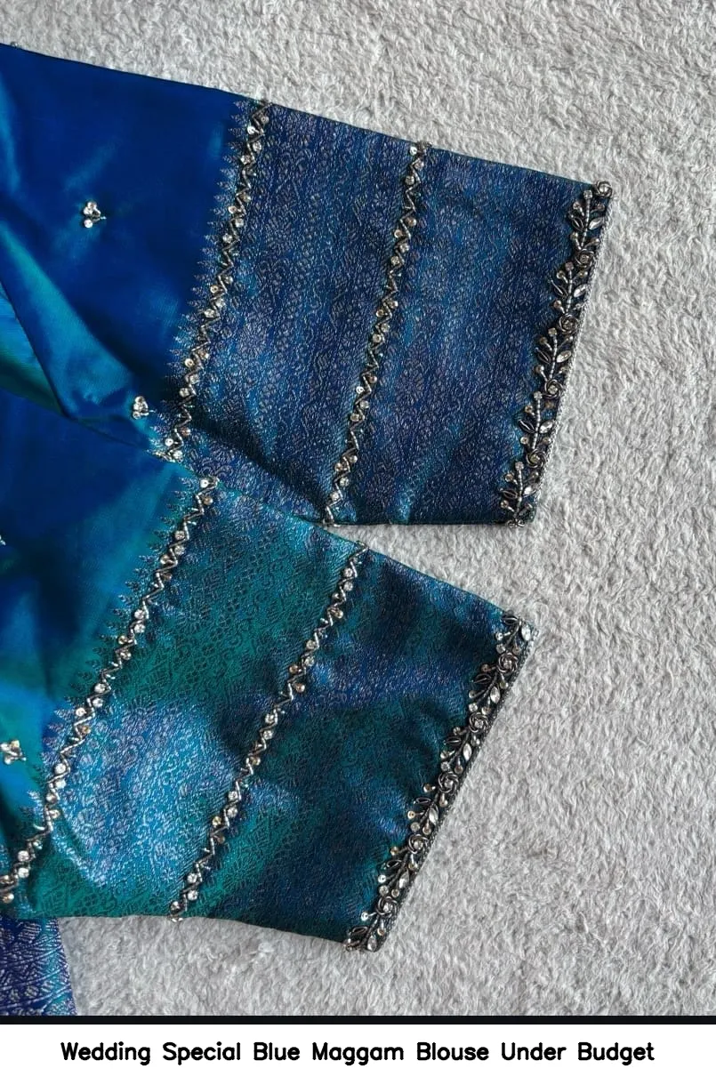 Wedding Special Blue Maggam Blouse Under Budget - Image 2