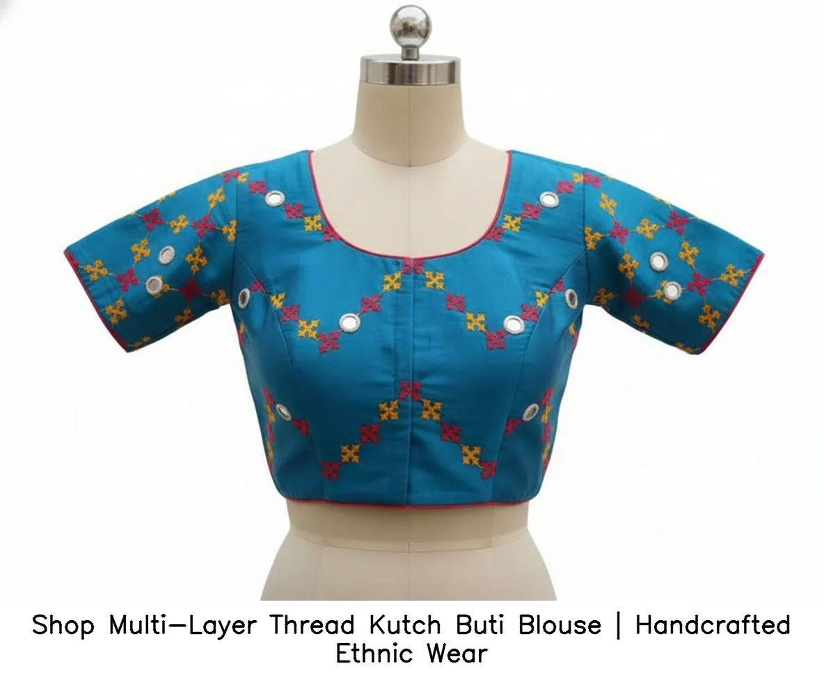 ​​​​Shop Multi-Layer Thread Kutch Buti Blouse | Handcrafted Ethnic Wear