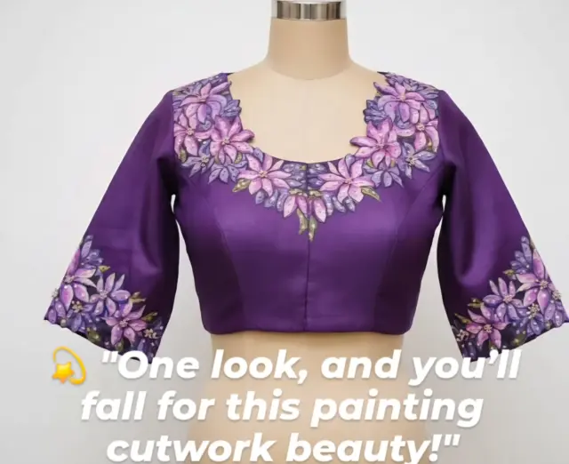 ✨ Lavender Painting Cutwork Designer Blouse ✨
A dreamy blend of art and elegance 💜 — featuring hand-painted floral detailing with intricate cutwork patterns. Perfect for modern brides and festive occasions!
Each piece is custom-made with premium fabric and master finishing for that flawless fit. 🌸

📦 Colours & sizes can be customized
💰 Price: DM for details
🪡 Fabric: Half Pattu / Raw Silk
🎨 Design: Hand-painted with designer cutwork

Follow 👉 @sm_bridalworks for more exclusive bridal blouse inspirations ✨

#LavenderBlouse #PaintingBlouse #CutworkDesign #MaggamWorkBlouse #BridalBlouseDesign #DesignerBlouse #HandpaintedBlouse #SMBridalworks #BridalWear #CustomBlouseDesign #EthnicElegance #ZardosiWork #SouthIndianBridalLook #AariWorkBlouse #WeddingOutfitGoals